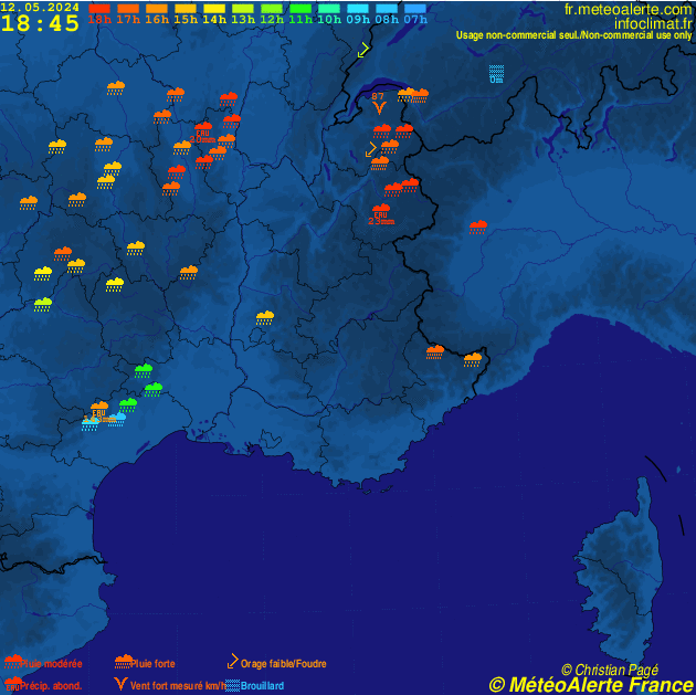 Carte de situation et alertes météo temps réel : France Sud-Est