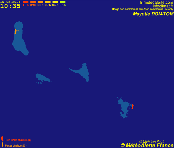 Carte de situation et alertes météo temps réel : Mayotte