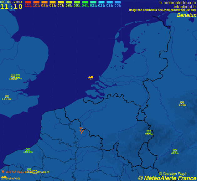 Carte de situation et alertes météo temps réel : France Benelux