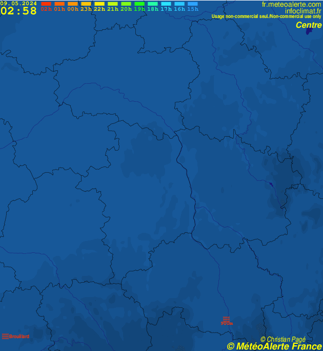 Carte de situation et alertes météo temps réel : France Centre