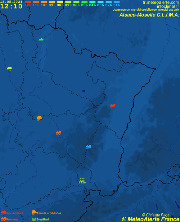 Carte de situation et alertes météo temps réel : France Alsace-Moselle C.L.I.M.A.