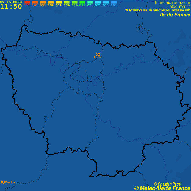 Carte de situation et alertes météo temps réel : France Ile-de-France
