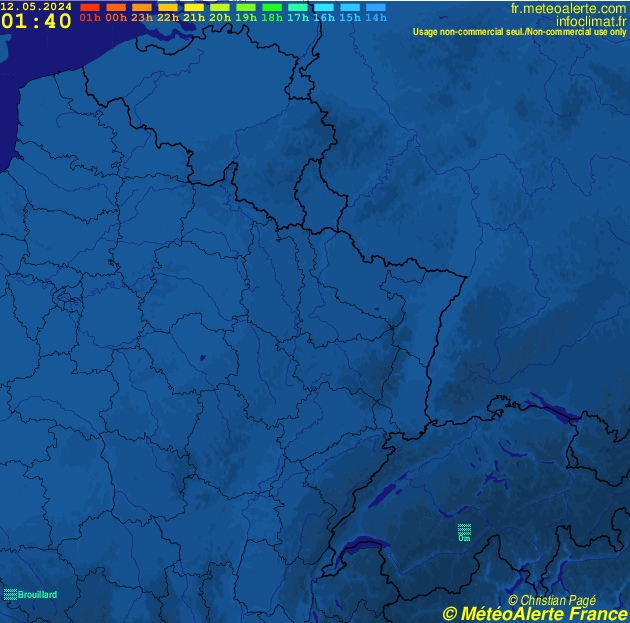 Carte de situation et alertes météo temps réel : France Nord-Est