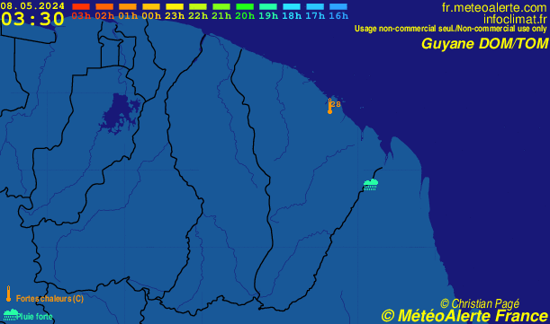 Carte de situation et alertes météo temps réel : Guyane Française