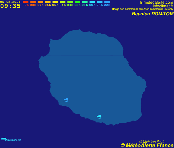 Carte de situation et alertes météo temps réel : La Réunion