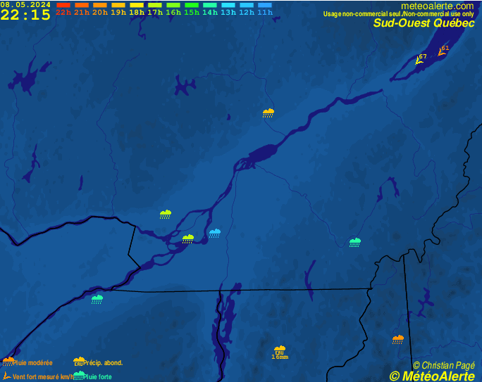 Carte de situation et alertes météo temps réel : Sud-Ouest du Québec